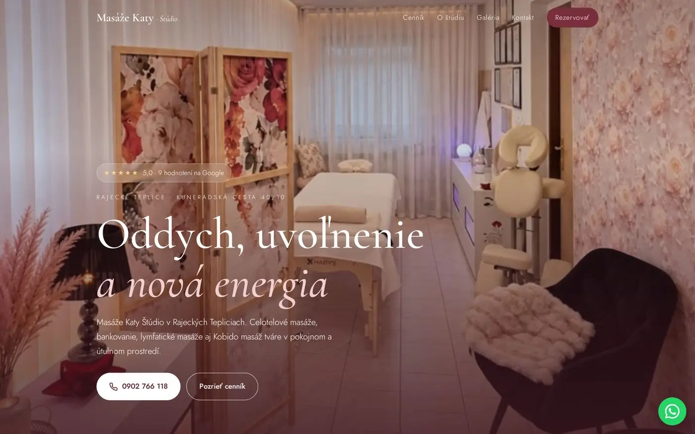 Webstránka Masáže Katy Štúdio